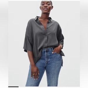 Everlane The Drapey Square Gray Shirt